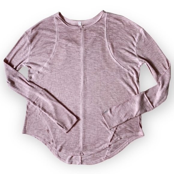 Free People Movement Lay Up Long Sleeve Top Woman’s Medium Mauve Pink Thumbholes - Picture 2 of 14